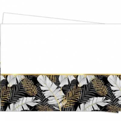 Roll-Up Plastik Masa Örtüsü Yaprak Desenli Siyah