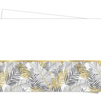 Roll-Up Plastik Masa Örtüsü Yaprak Desenli Beyaz