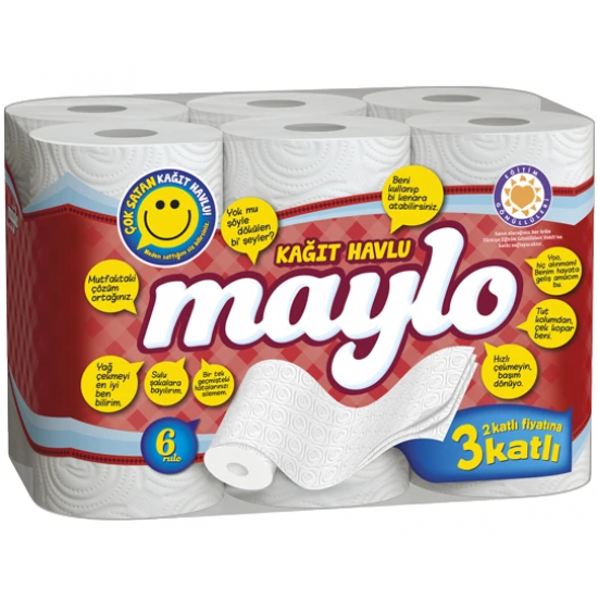 Maylo Kağıt Havlu 3 Katlı 6 Rulo Maylo Kağıt Havlu 3 Katlı 6 Rulo